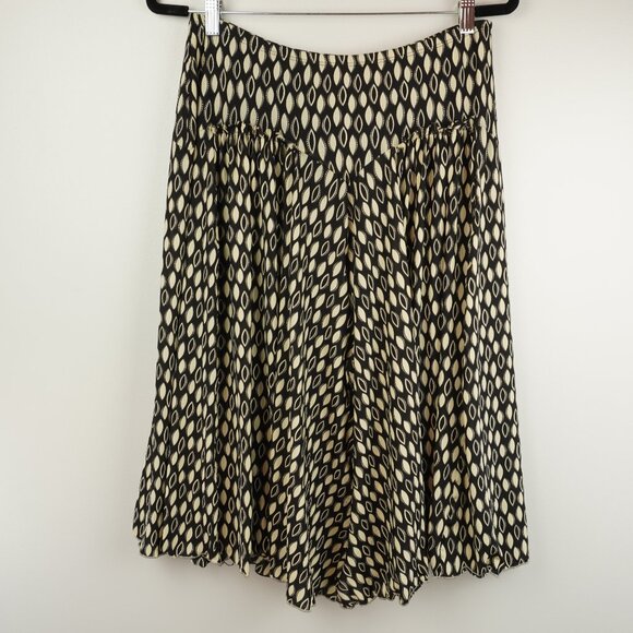 Max Studio Black and Cream Leaf Print Lined Midi Skirt Size Small - Picture 6 of 7